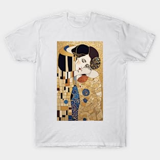 Gustav Klimt's The Kiss: Inspired Romantic Illustration T-Shirt